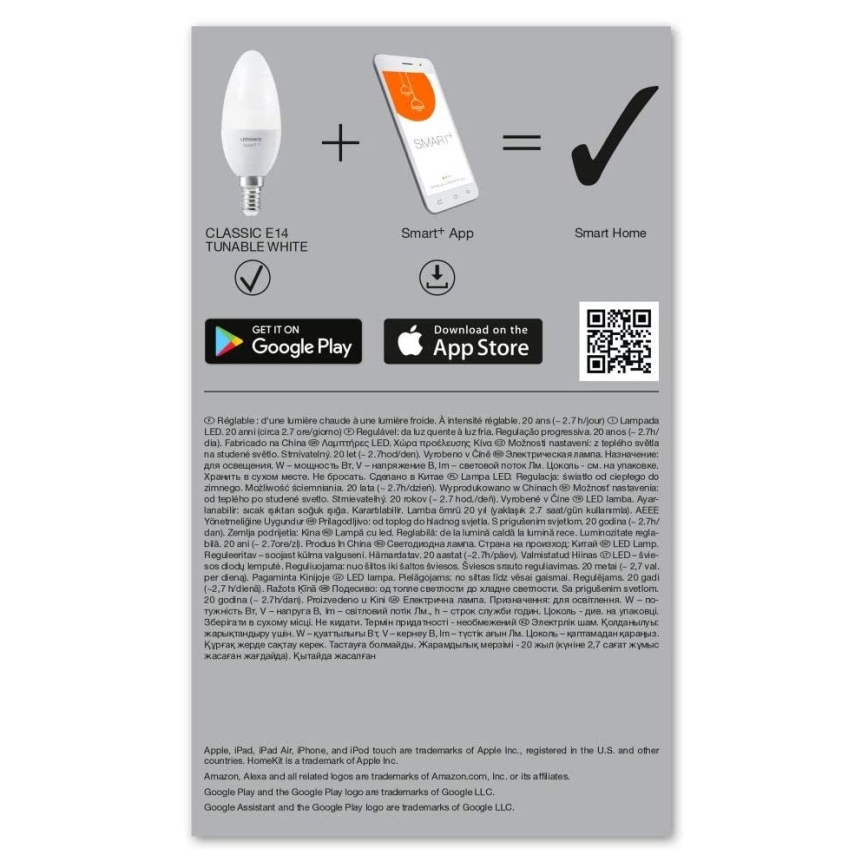 Lâmpada LED de escurecimento INTELIGENTE+ E14/5W/230V 2700K-6500K Wi-Fi - Ledvance