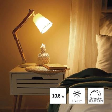 Lâmpada LED dimerizável A60 E27/10,5W/230V 2700K