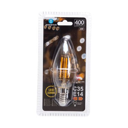 Lâmpada LED Dimerizável FILAMENT C35 E14/4W/230V 2200K - Aigostar