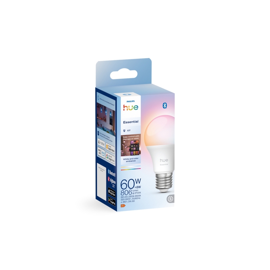 Lâmpada LED regulável Philips Hue White And Color Ambiance Essential E27/8W/230V 2200-6500K