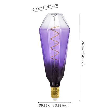 Lâmpada LED dimerizável VINTAGE E27/4W/230V 1800K roxa - Eglo 110237