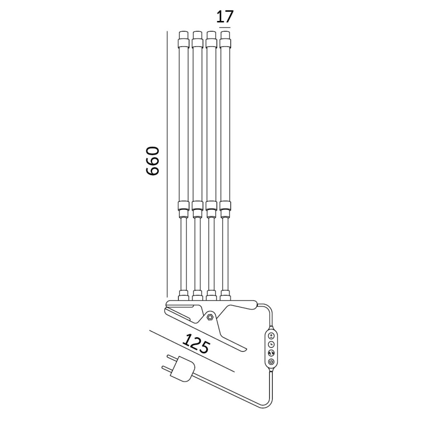 Lâmpada de mesa flexível LED dimmerizável com clipe para cultivo de plantas VITARO 4xLED/10W/230V preta