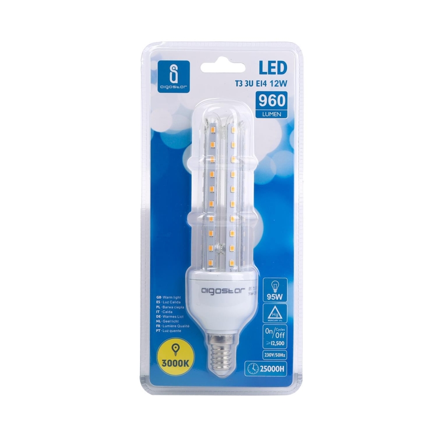 Lâmpada LED E14/12W/230V 3000K - Aigostar