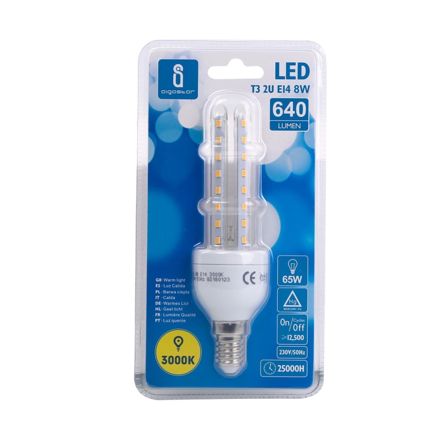Lâmpada LED E14/8W/230V 3000K - Aigostar