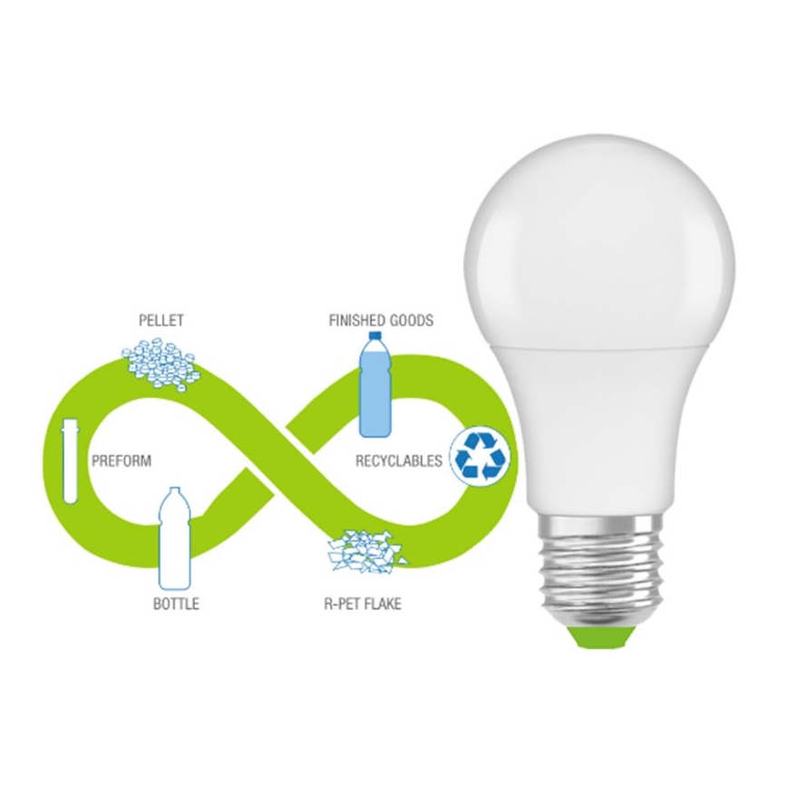 Lâmpada LED de plástico reciclado E27/10W/230V 2700K - Ledvance