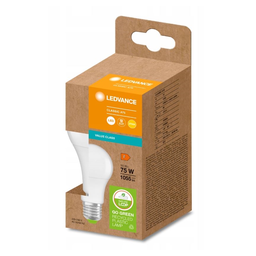 Lâmpada LED de plástico reciclado E27/10W/230V 2700K - Ledvance