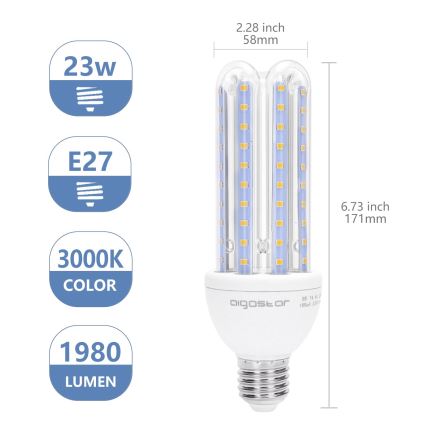 Lâmpada LED E27/23W/230V 3000K - Aigostar