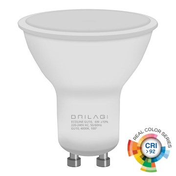 Lâmpada LED ECOLINE GU10/6W/230V 4000K CRI 92 - Brilagi