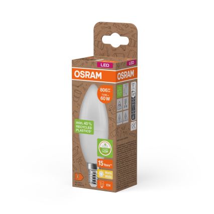 Lâmpada LED em plástico reciclado B39 E14/7,5W/230V 2700K - Osram