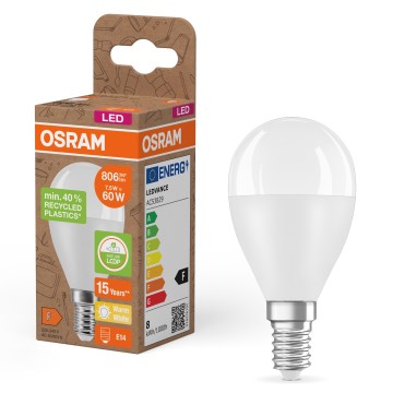 Lâmpada LED em plástico reciclado P45 E14/7,5W/230V 2700K - Osram