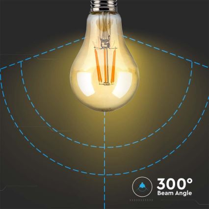 Lâmpada LED FILAMENT AMBER A67 E27/10W/230V 2200K