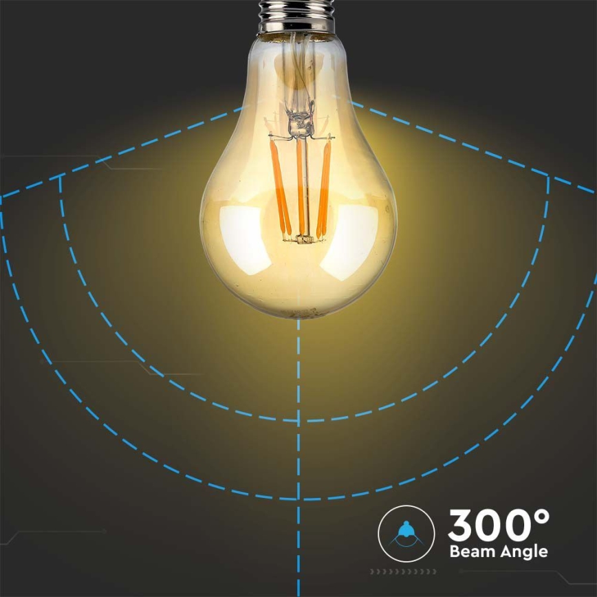 Lâmpada LED FILAMENT AMBER A67 E27/10W/230V 2200K