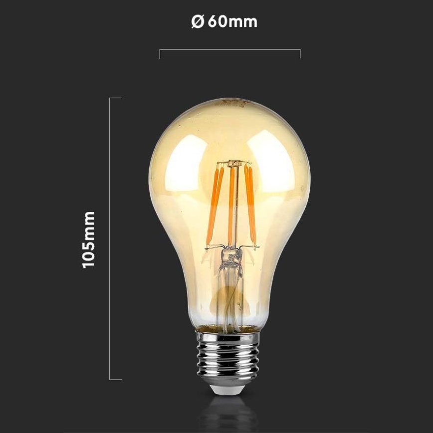 Lâmpada LED FILAMENT AMBER A67 E27/10W/230V 2200K