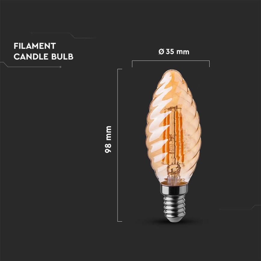 Lâmpada LED FILAMENT AMBER E14/4W/230V 2200K
