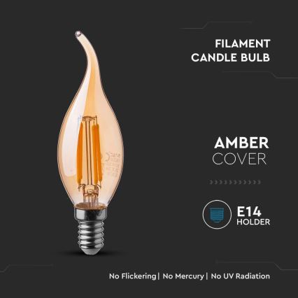 Lâmpada LED FILAMENT AMBER E14/4W/230V 2200K