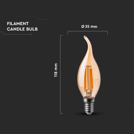 Lâmpada LED FILAMENT AMBER E14/4W/230V 2200K
