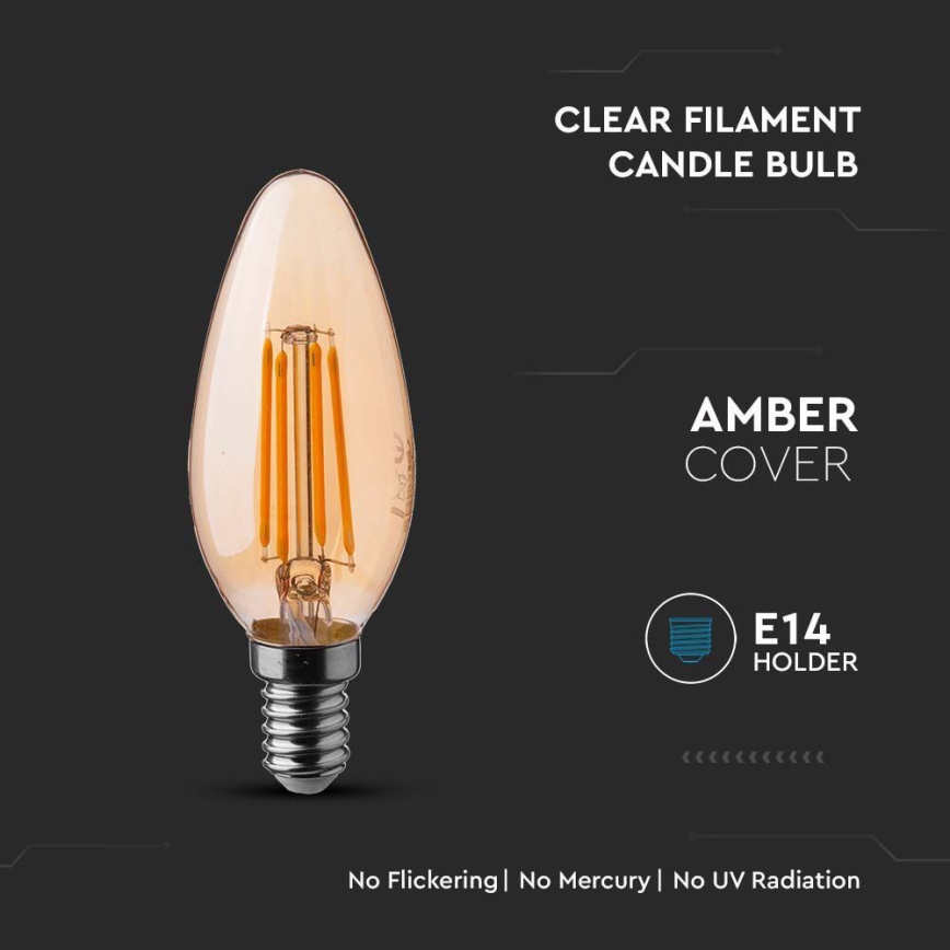 Lâmpada LED FILAMENT AMBER E14/4W/230V 2200K