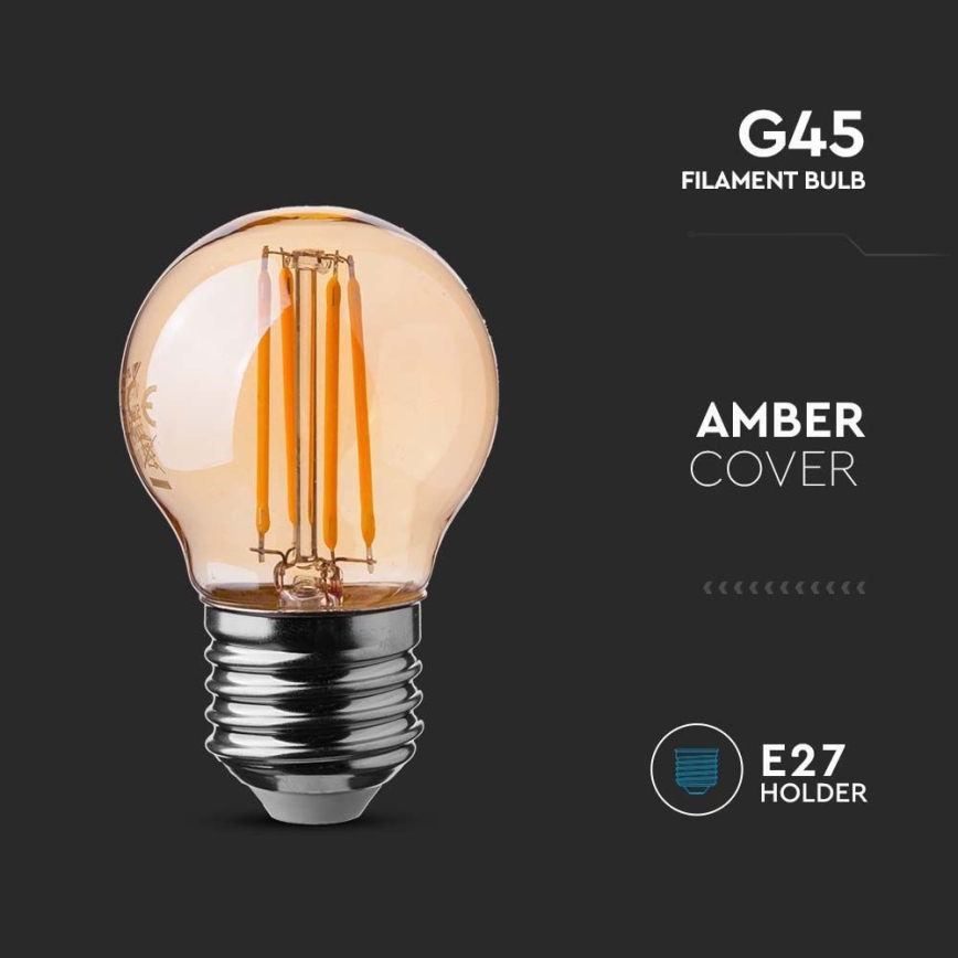 Lâmpada LED FILAMENT AMBER G45 E27/4W/230V 2200K