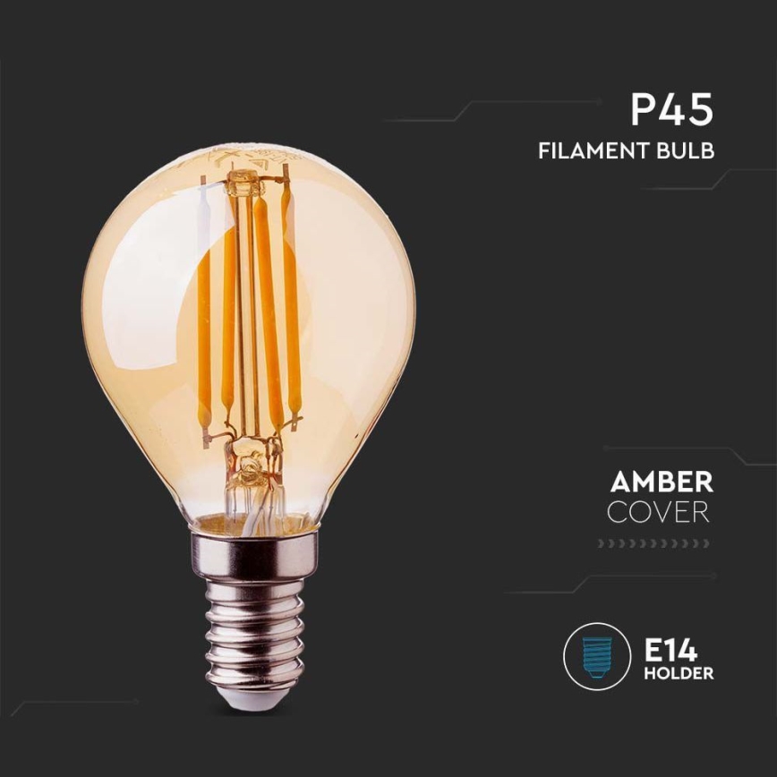 Lâmpada LED FILAMENT AMBER P45 E14/4W/230V 2200K
