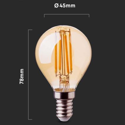 Lâmpada LED FILAMENT AMBER P45 E14/4W/230V 2200K