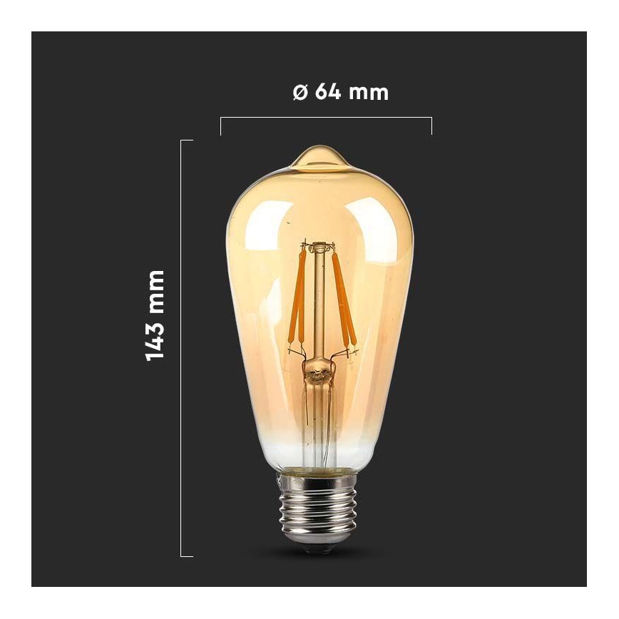 Lâmpada LED FILAMENT AMBER ST64 E27/8W/230V 2200K