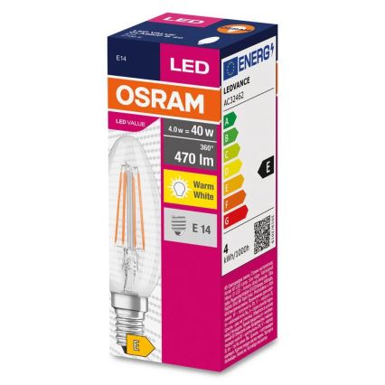Lâmpada LED FILAMENT B40 E14/4W/230V 2700K - Osram
