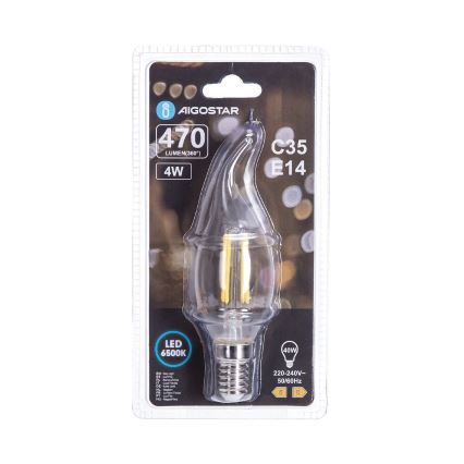 Lâmpada LED FILAMENT C35 E14/4W/230V 6500K - Aigostar