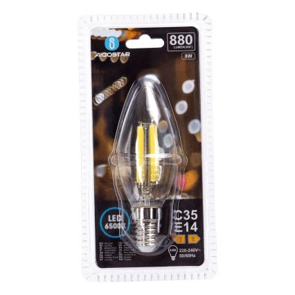 Lâmpada LED FILAMENT C35 E14/8W/230V 6500K - Aigostar