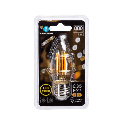 Lâmpada LED FILAMENT C35 E27/8W/230V 2200K - Aigostar