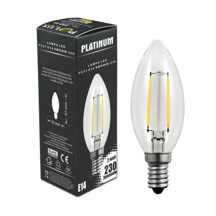Lâmpada LED FILAMENT C37 E14/2W/230V 3000K