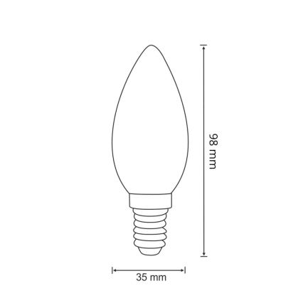 Lâmpada LED FILAMENT C37 E14/2W/230V 3000K