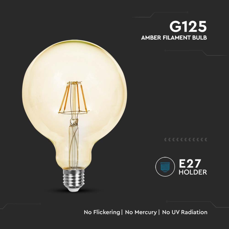 Lâmpada LED FILAMENT G125 E27/12W/230V 2200K