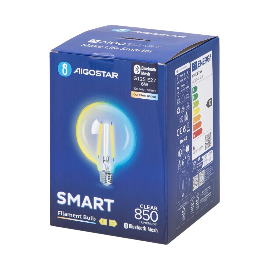 Lâmpada LED com regulação FILAMENT MESH Inteligente G125 E27/6W/230V 2700-6500K - Aigostar