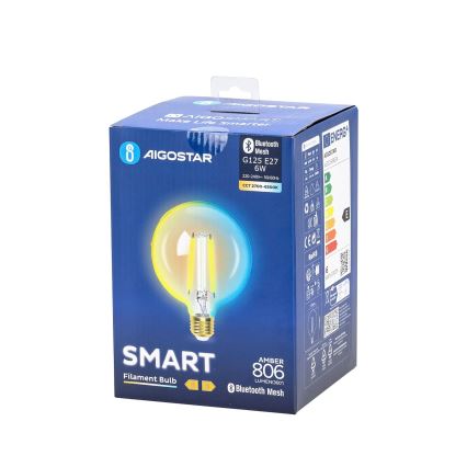 Lâmpada LED com regulação FILAMENT MESH Inteligente G125 E27/6W/230V 2700-6500K - Aigostar