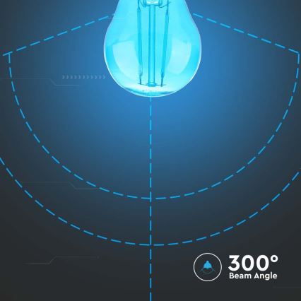 Lâmpada LED FILAMENT G45 E27/2W/230V azul