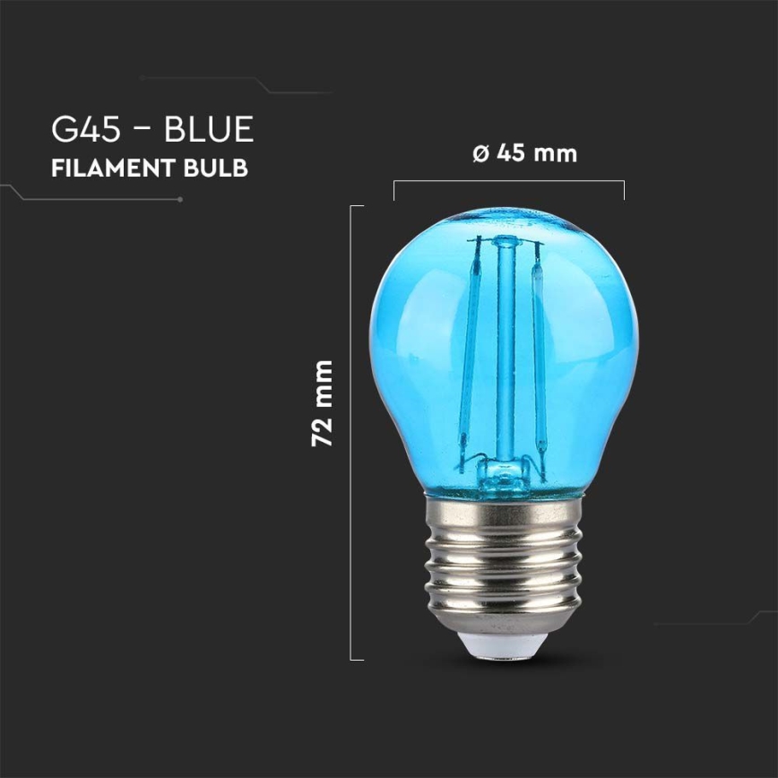 Lâmpada LED FILAMENT G45 E27/2W/230V azul
