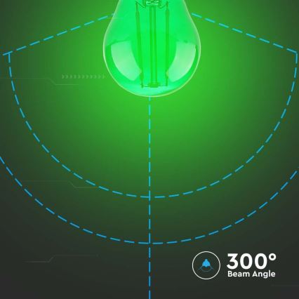 Lâmpada LED FILAMENT G45 E27/2W/230V verde