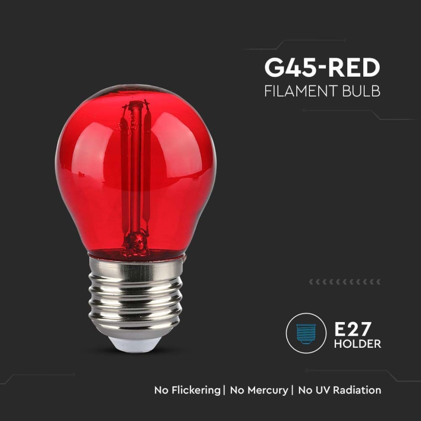 Lâmpada LED FILAMENT G45 E27/2W/230V vermelho