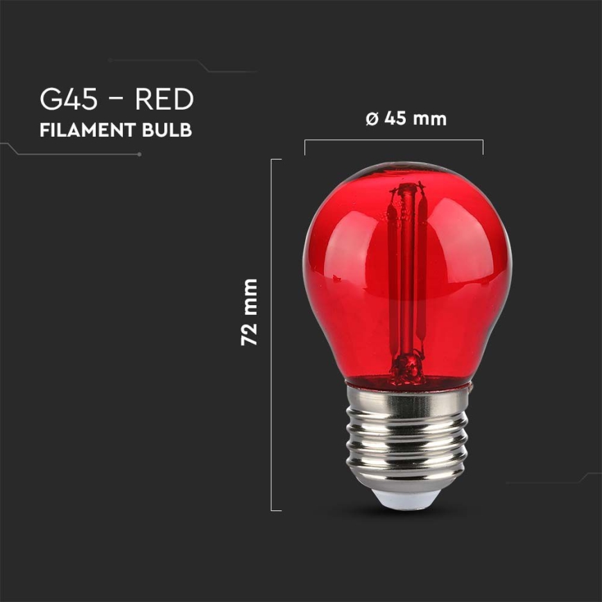 Lâmpada LED FILAMENT G45 E27/2W/230V vermelho