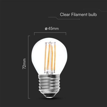 Lâmpada LED FILAMENT G45 E27/6W/230V 4000K