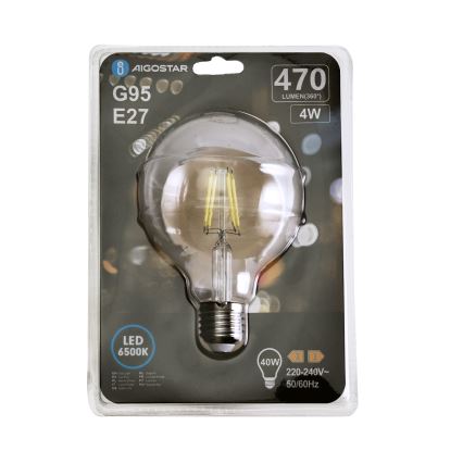 Lâmpada LED FILAMENT G95 E27/4W/230V 6500K - Aigostar
