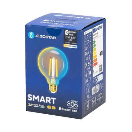 Lâmpada LED com regulação FILAMENT MESH Inteligente G95 E27/6W/230V 2700-6500K - Aigostar