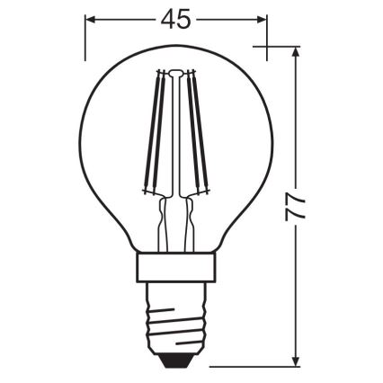 Lâmpada LED FILAMENT P40 E14/4W/230V 2700K - Osram