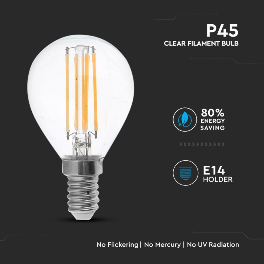 Lâmpada LED FILAMENT P45 E14/4W/230V 4000K