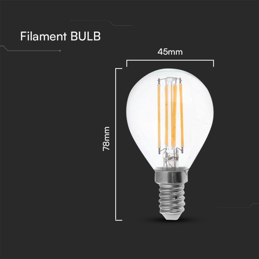 Lâmpada LED FILAMENT P45 E14/6W/230V 4000K