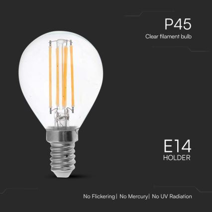 Lâmpada LED FILAMENT P45 E14/6W/230V 6500K