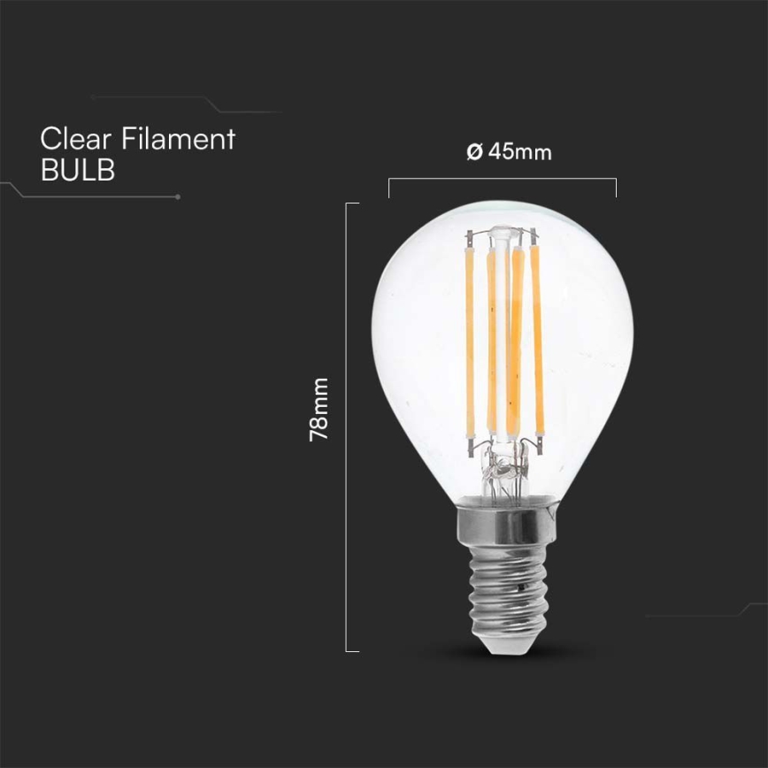 Lâmpada LED FILAMENT P45 E14/6W/230V 6500K