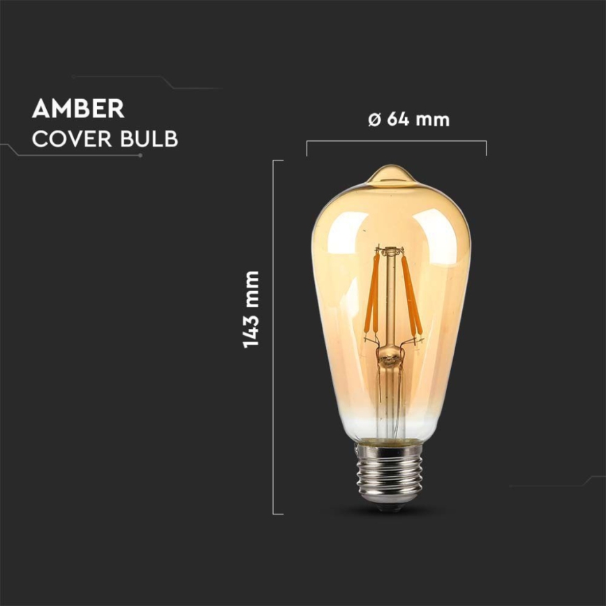 Lâmpada LED FILAMENT ST64 E27/4W/230V 2200K