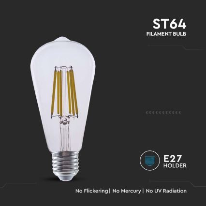 Lâmpada LED FILAMENT ST64 E27/4W/230V 3000K Classe energética A