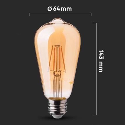 Lâmpada LED FILAMENT ST64 E27/6W/230V 2200K